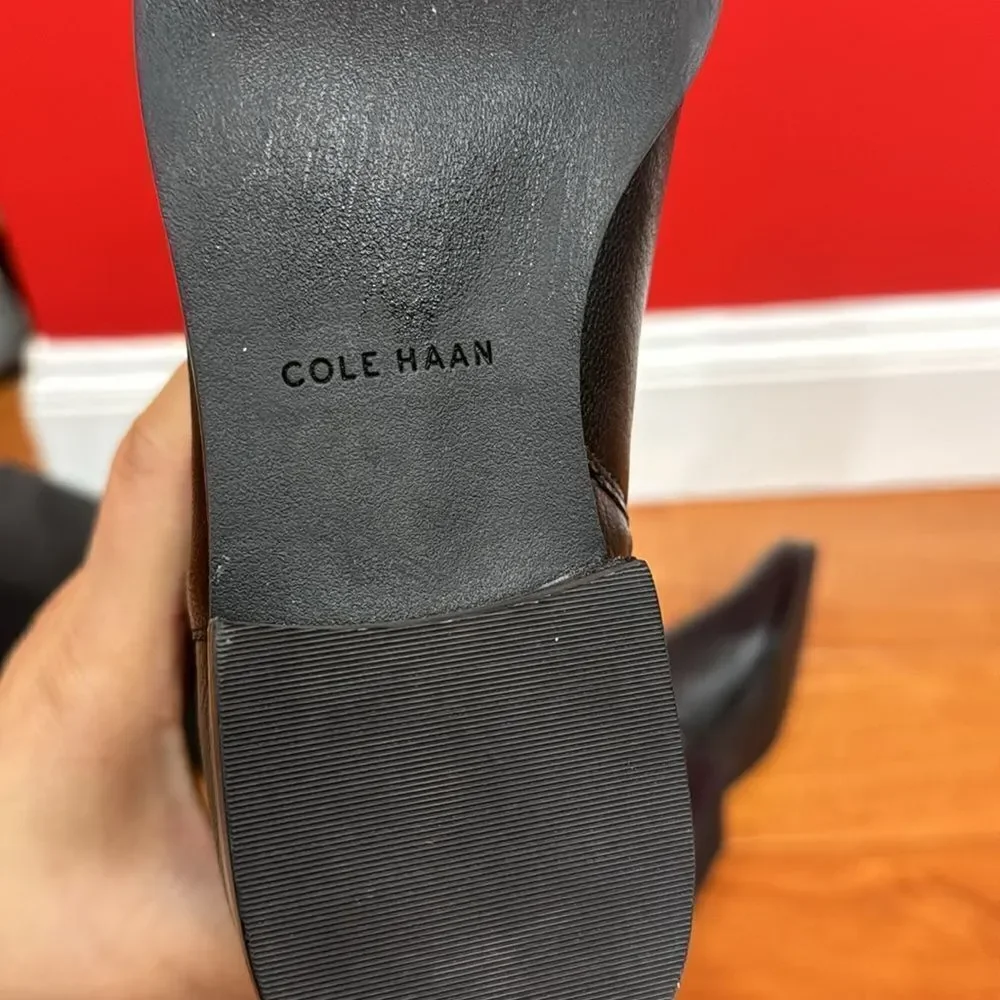 NWOT Cole Haan Dutchess Over The Knee Back Stretch Motorcycle Boots Black size 6